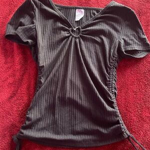 No Boundaries Black Ribbed Blouse